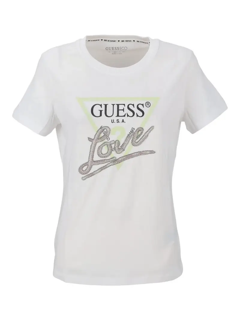 GUESS T-shirt Donna CN SS LOVE TRIANGLE TEE W5GI05 I3Z14 G011 Bianco