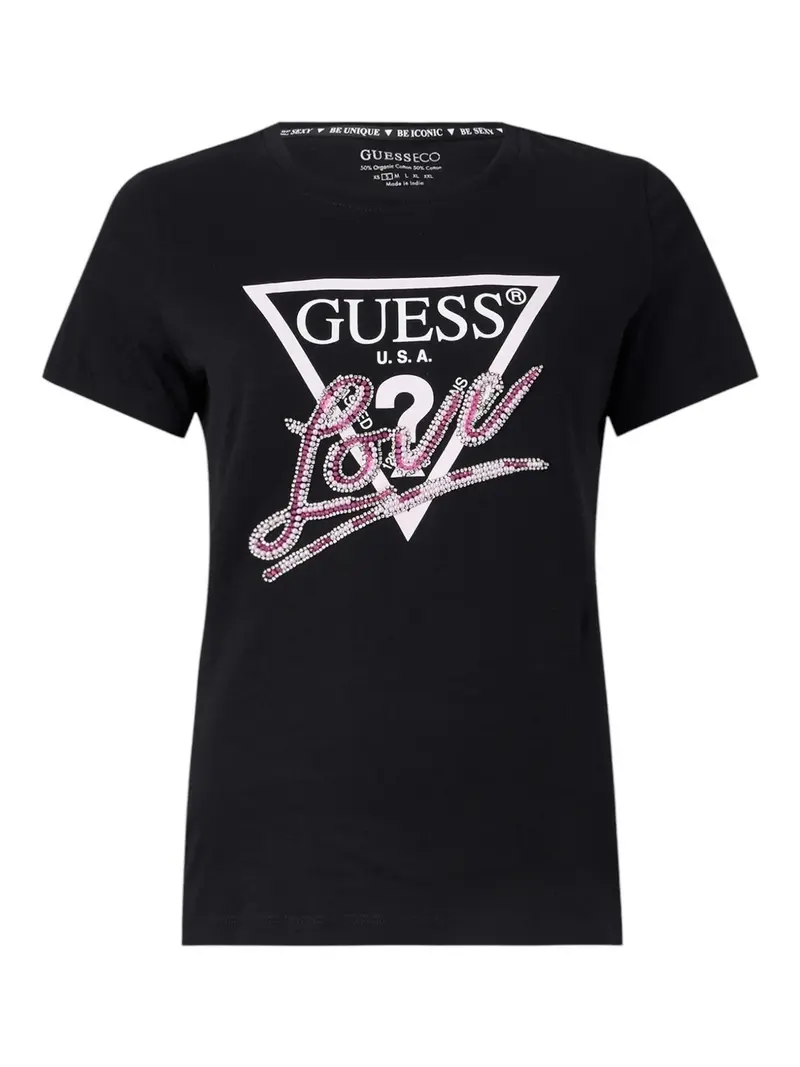 GUESS T-shirt Donna CN SS LOVE TRIANGLE TEE W5GI05 I3Z14 JBLK Nero