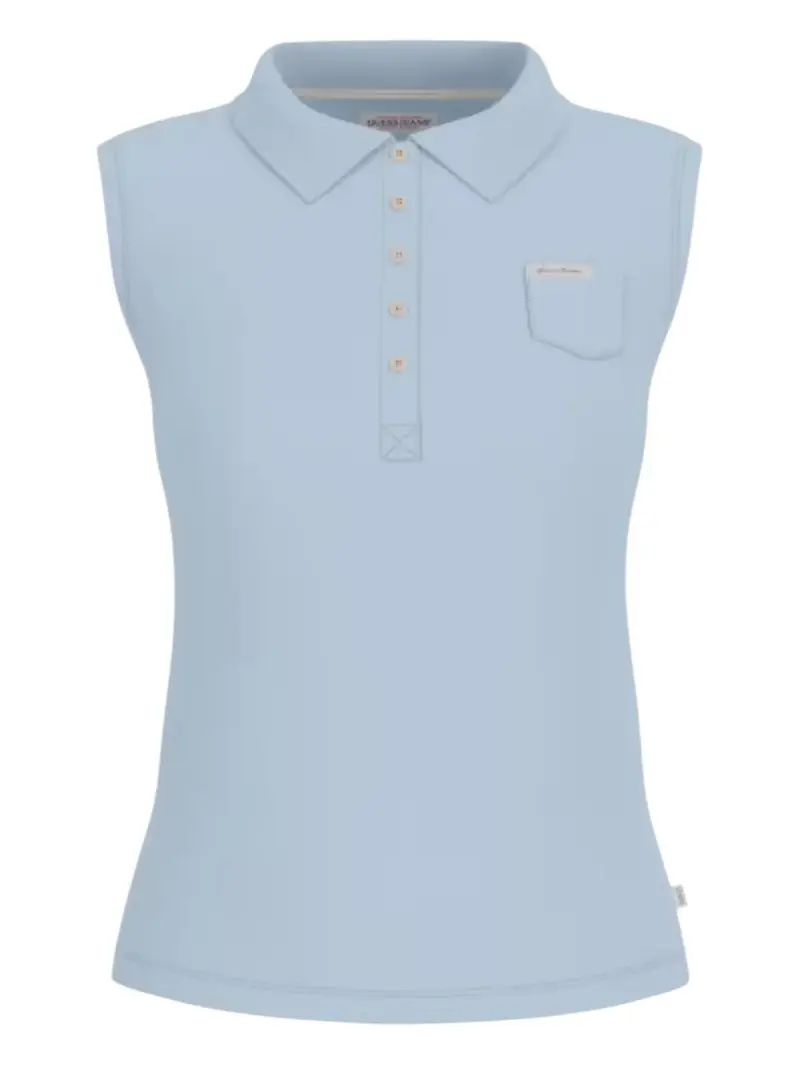 GUESS T-shirt Donna GJ SLEEVELESS COLLAR SLIM PKT W5GP24 KCYR1 G7O7 AZURE LAGUNA