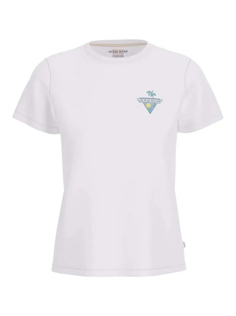 GUESS T-shirt Donna GJ SS CN REG TRIANGLE PALM TEE W5GI25 J1314 G011 Bianco
