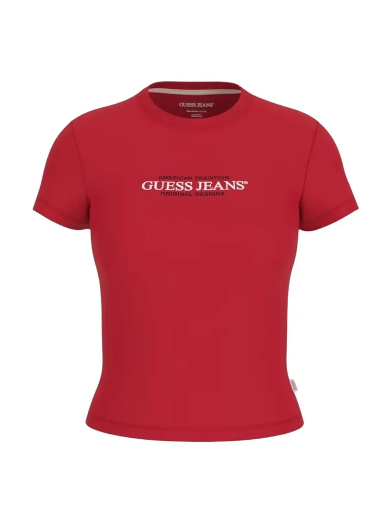 GUESS T-shirt Donna GJ SS CN SLIM AMERICAN TR TEE W4YI03 J1314 G585 Rosso