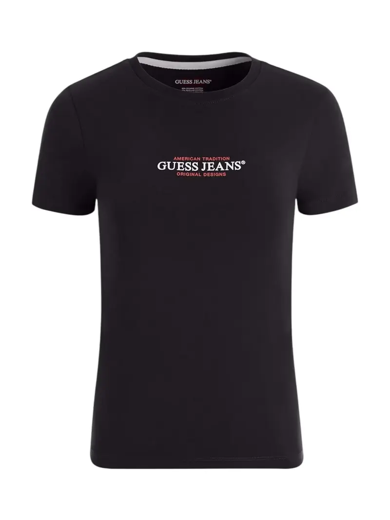 GUESS T-shirt Donna GJ SS CN SLIM AMERICAN TR TEE W4YI03 J1314 JBLK Jet Black A996