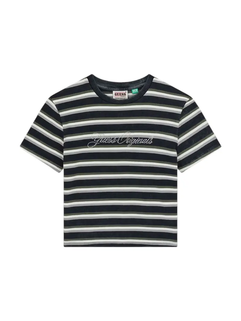 GUESS T-shirt Donna GO VINTAGE STRIPE BABY TEE W6RI41 J1314 SM0A SANDY SHORE MULTI ST
