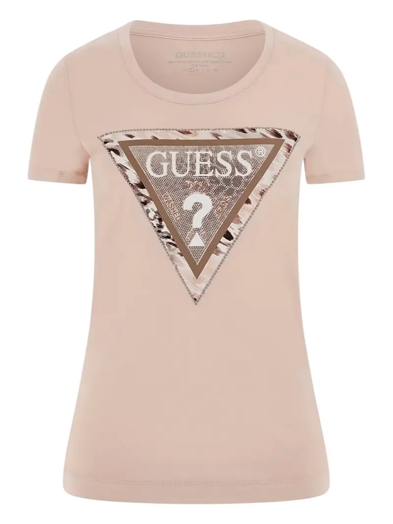 GUESS T-shirt Donna SS CN CHEETA LOGO TRIANGLE TEE W5RI22 J1314 G6O3 Rosa