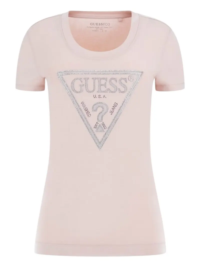 GUESS T-shirt Donna SS CN SHINY TRIANGLE TEE W5RI11 J1314 A61L Rosa