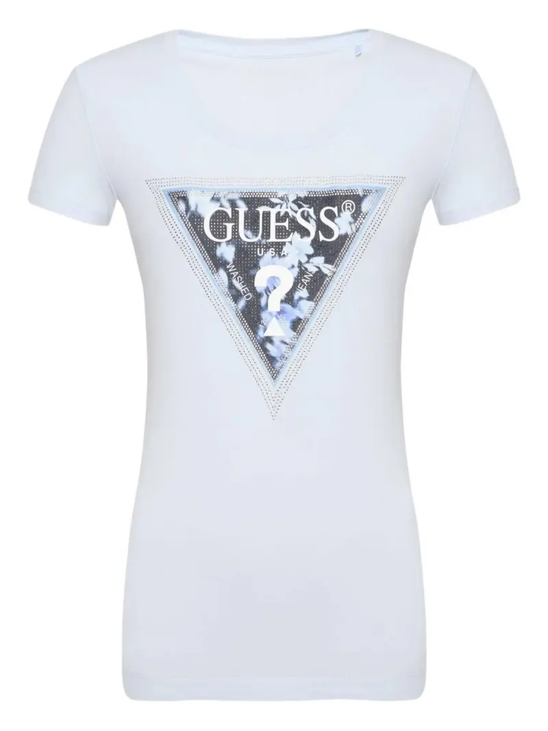 GUESS T-shirt Donna SS CN TRIANGLE FLOWER TEE W5RI00 J1314 G7S1 Blu