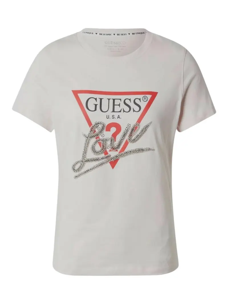 GUESS T-shirt Donna SS CN TRIANGLE LOVE TEE W5RI10 I3Z14 G012 Bianco