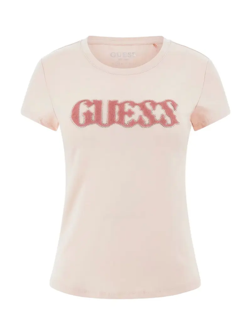 GUESS T-shirt Donna SS PONY HAIR LOGO R5 TEE W5GI42 J1314 G6J3 Rosa