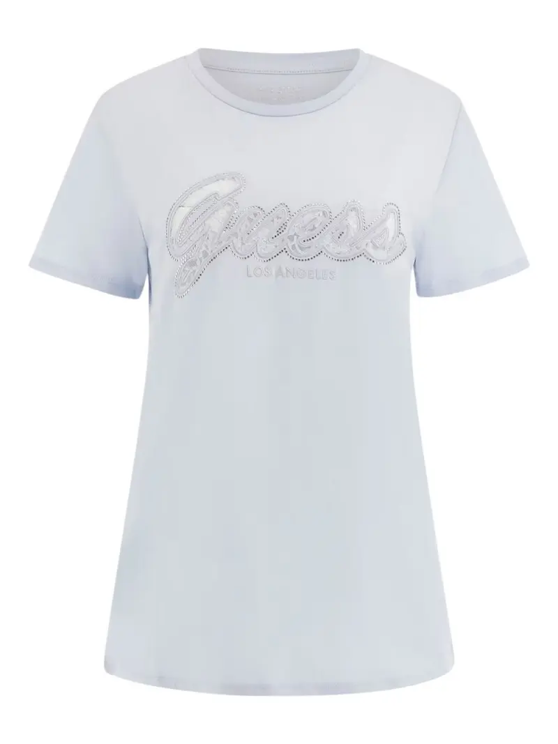 GUESS T-shirt Donna SS SCRIPT LACE LOGO EASY TEE W5RI08 K9RM1 G7S1 Blu