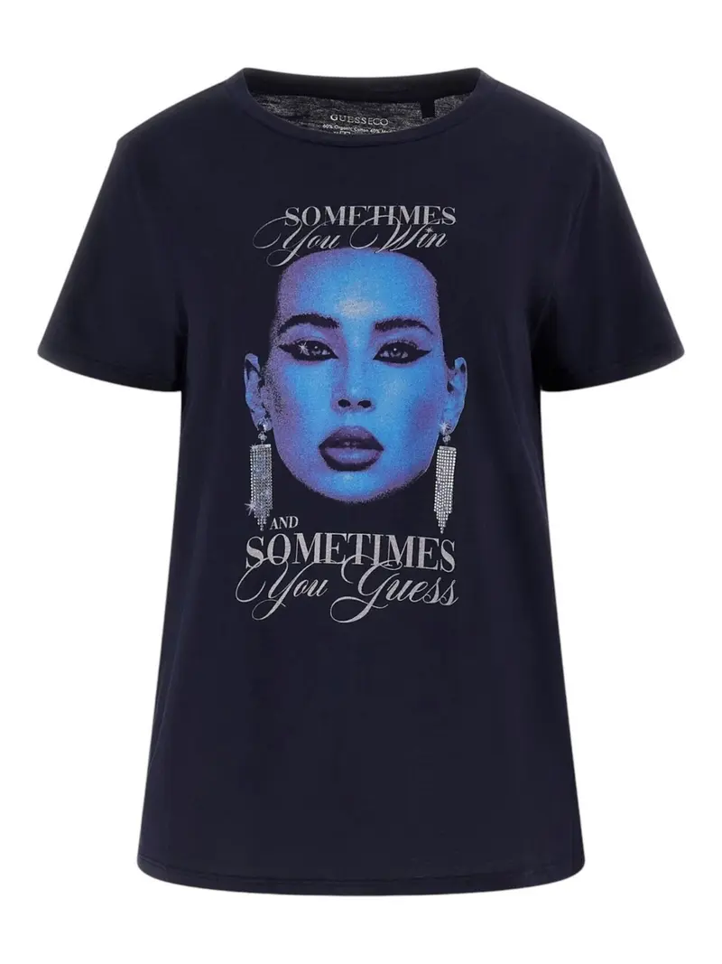 GUESS T-shirt Donna SS SOMETIMES EASY TEE W5RI24 K9SN1 A71W Blu