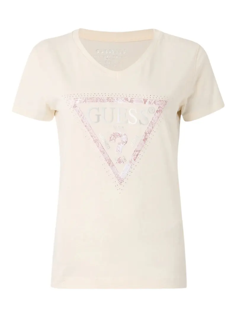 GUESS T-shirt Donna SS VN PYTHON TRIANGLE TEE W5RI21 J1314 G012 Bianco