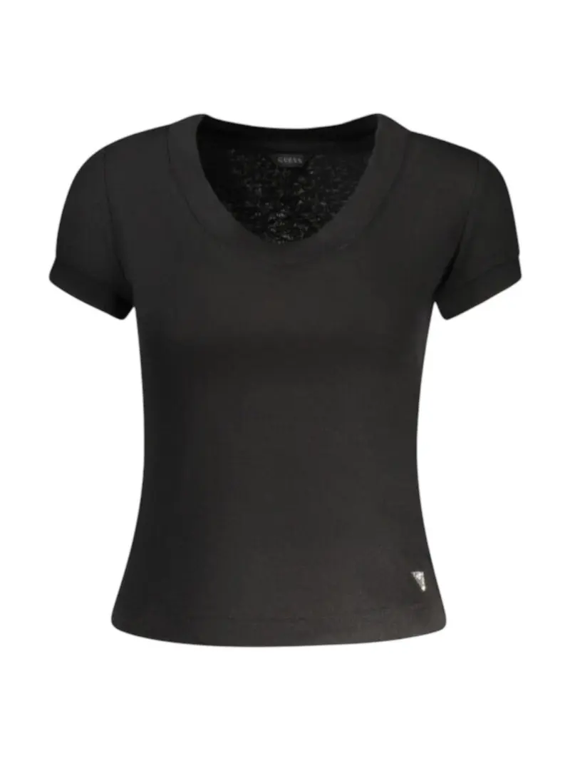 GUESS T-shirt Donna TINA SS V NECK RIBS TOP W5RP17 KCNH2 JBLK Jet Black A996