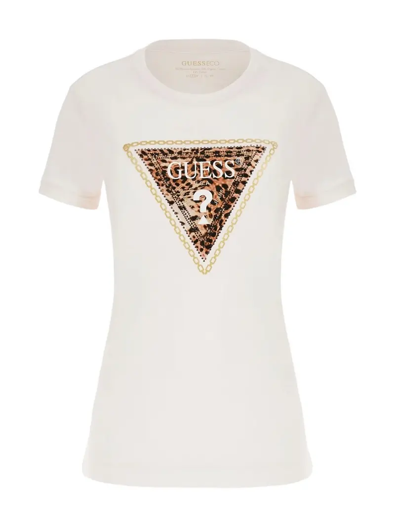 GUESS T-Shirt e Polo Donna SS CN TRIANGLE LEO TEE W4YI40 J1314 G012 Bianco