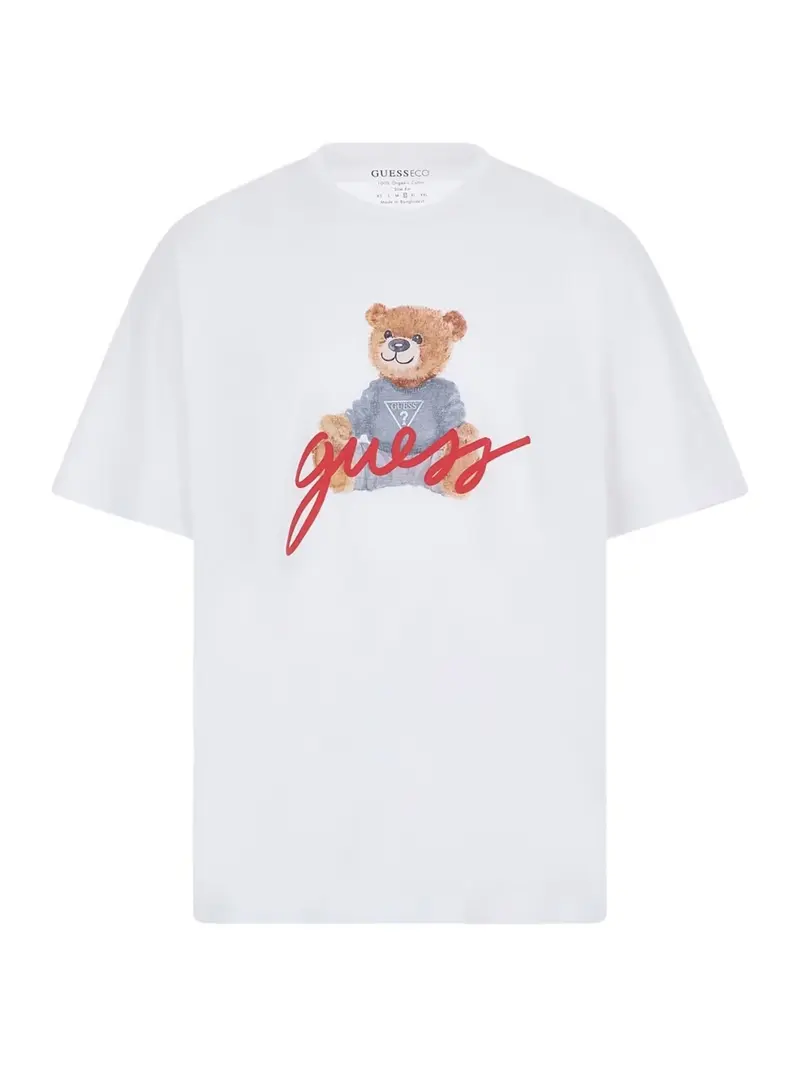 GUESS T-Shirt e Polo Uomo SS BSC GUESS BEAR TE M4RI81 K9RM1 G011 Bianco