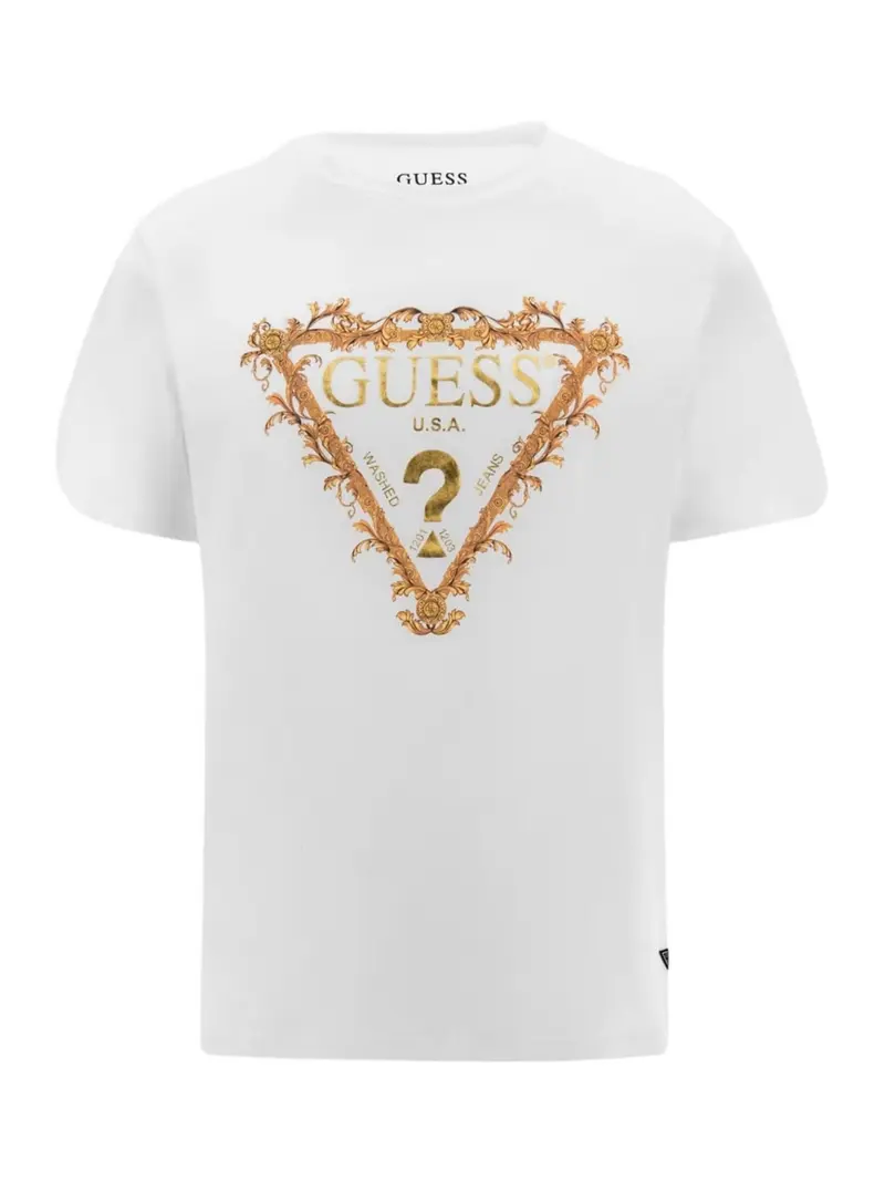 GUESS T-Shirt e Polo Uomo SS BSC GUESS TRI SCR M4RI62 K9RM1 G011 Bianco