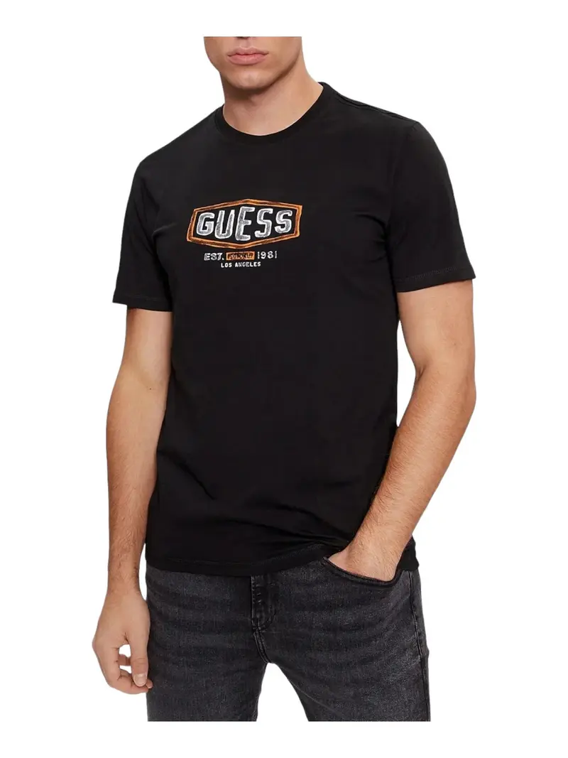 GUESS T-Shirt e Polo Uomo SS CN GUESS BOX CRAC M4RI33 J1314 JBLK Nero