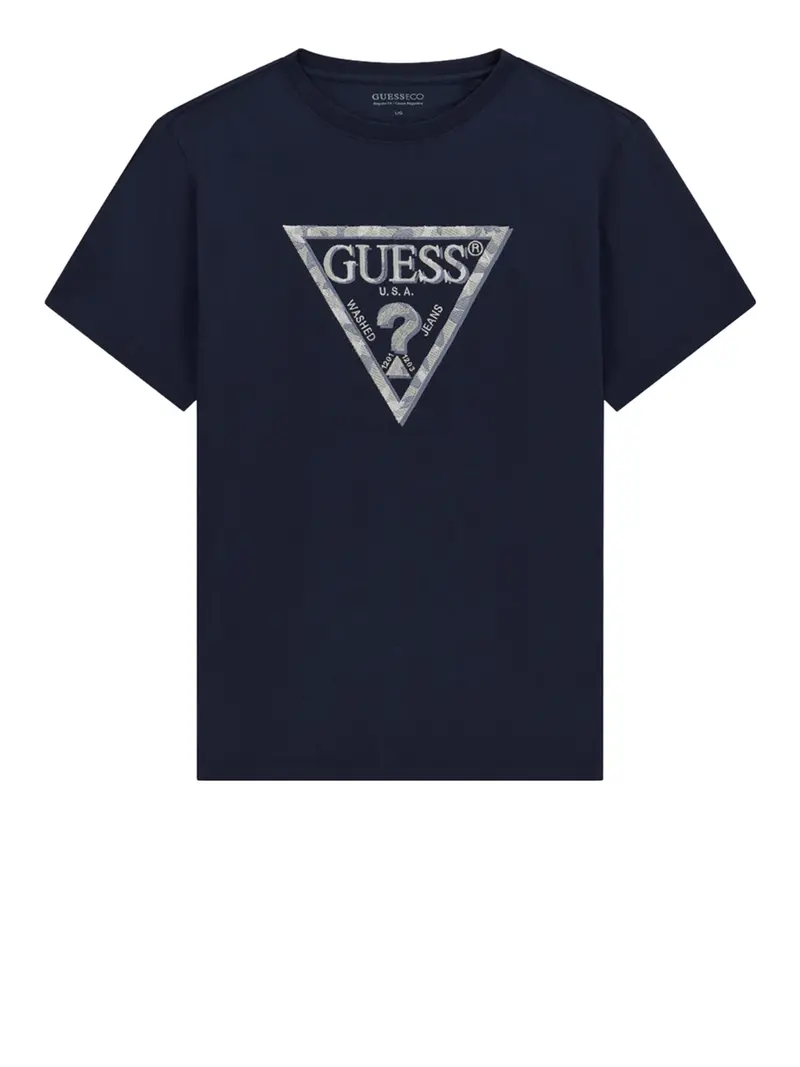 Guess T-Shirt Logo Frontale Navy