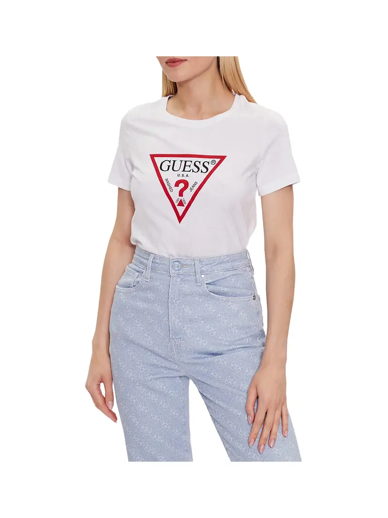 Guess T-Shirt Ss Cn Original Tee Donna Bianco