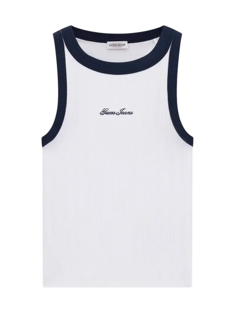 GUESS Top Donna GJ EMBRO RINGER TANK TOP W6GPZ8 KF641 G011 PURE WHITE