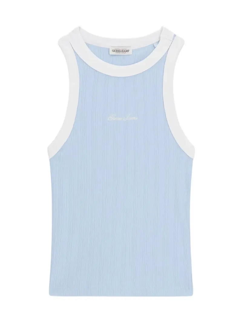 GUESS Top Donna GJ EMBRO RINGER TANK TOP W6GPZ8 KF641 G7K2 FOG BLUE