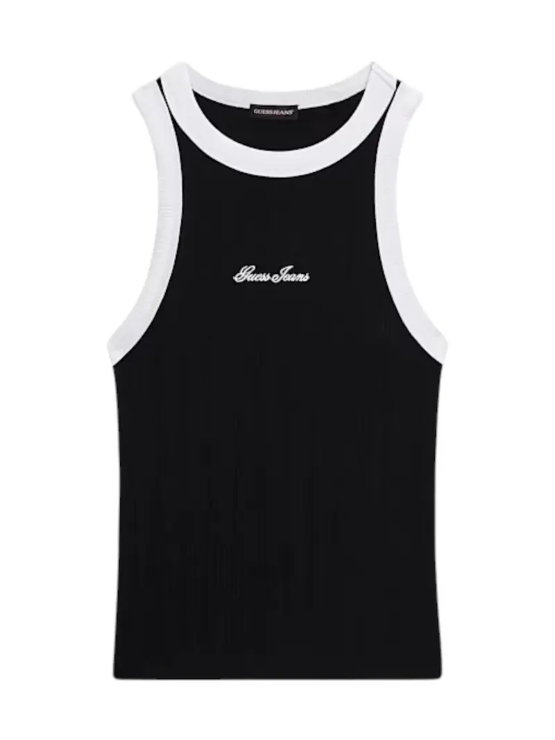 GUESS Top Donna GJ EMBRO RINGER TANK TOP W6GPZ8 KF641 JBLK Jet Black A996