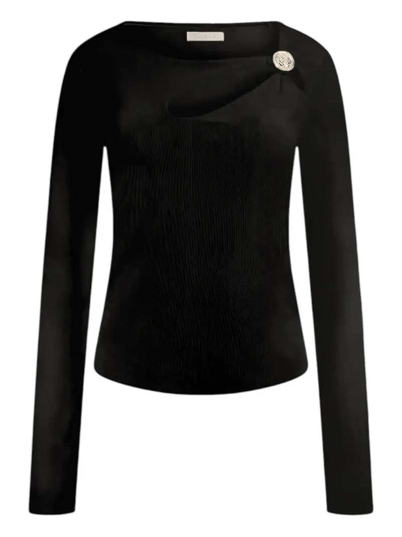 GUESS Top Donna LS ZAMA CUT OUT NECK TOP W5RP12 KAQL2 JBLK Nero