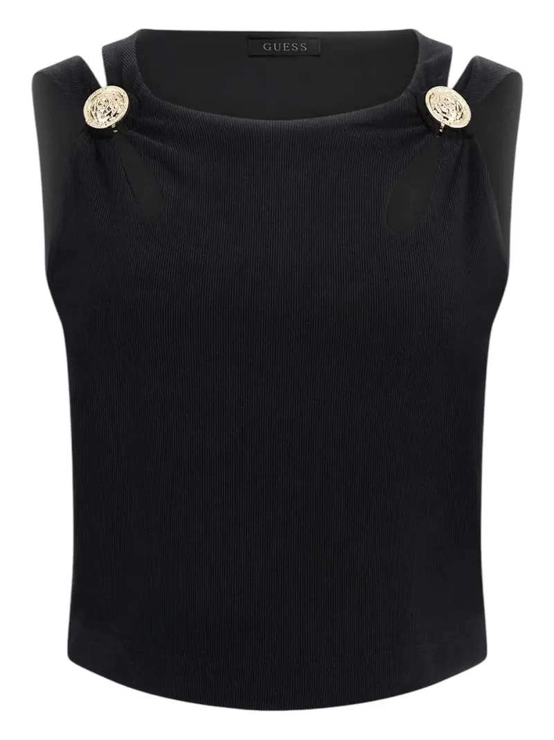 GUESS Top Donna ZAMA CUT OUT DETAILS CROP TOP W5RP13 KAQL2 JBLK Nero