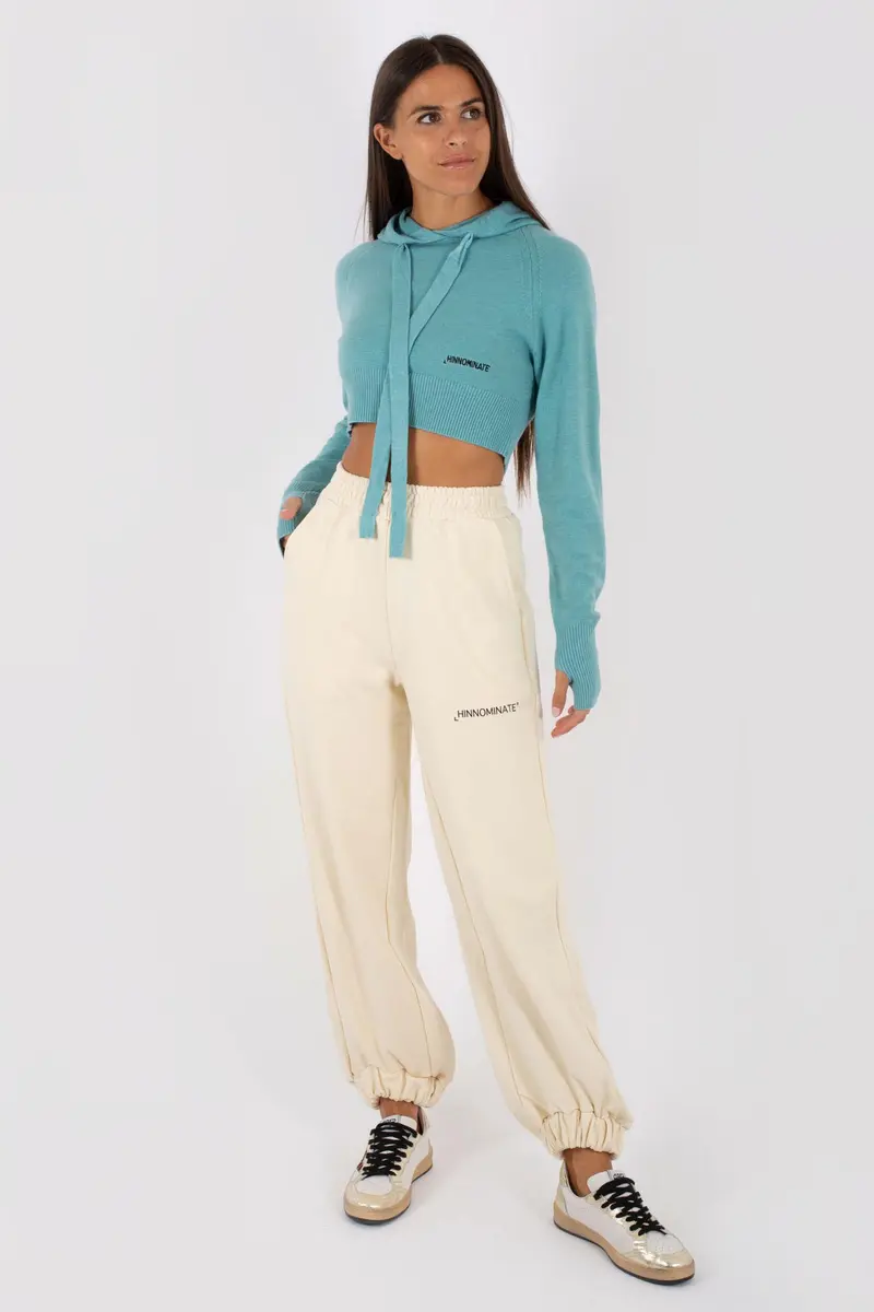 Hinnominate Pantalone Felpa Over Vita Alta Bianco Donna