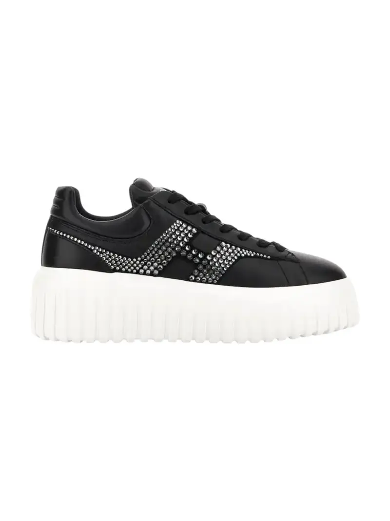 HOGAN Sneaker Donna H-STRIPES ALLACCIATO H STRASS HXW6450FO60U48B999 Nero