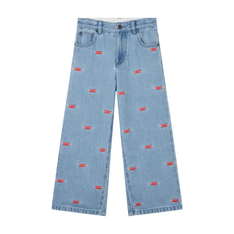 Jeans a gamba dritta con ricami