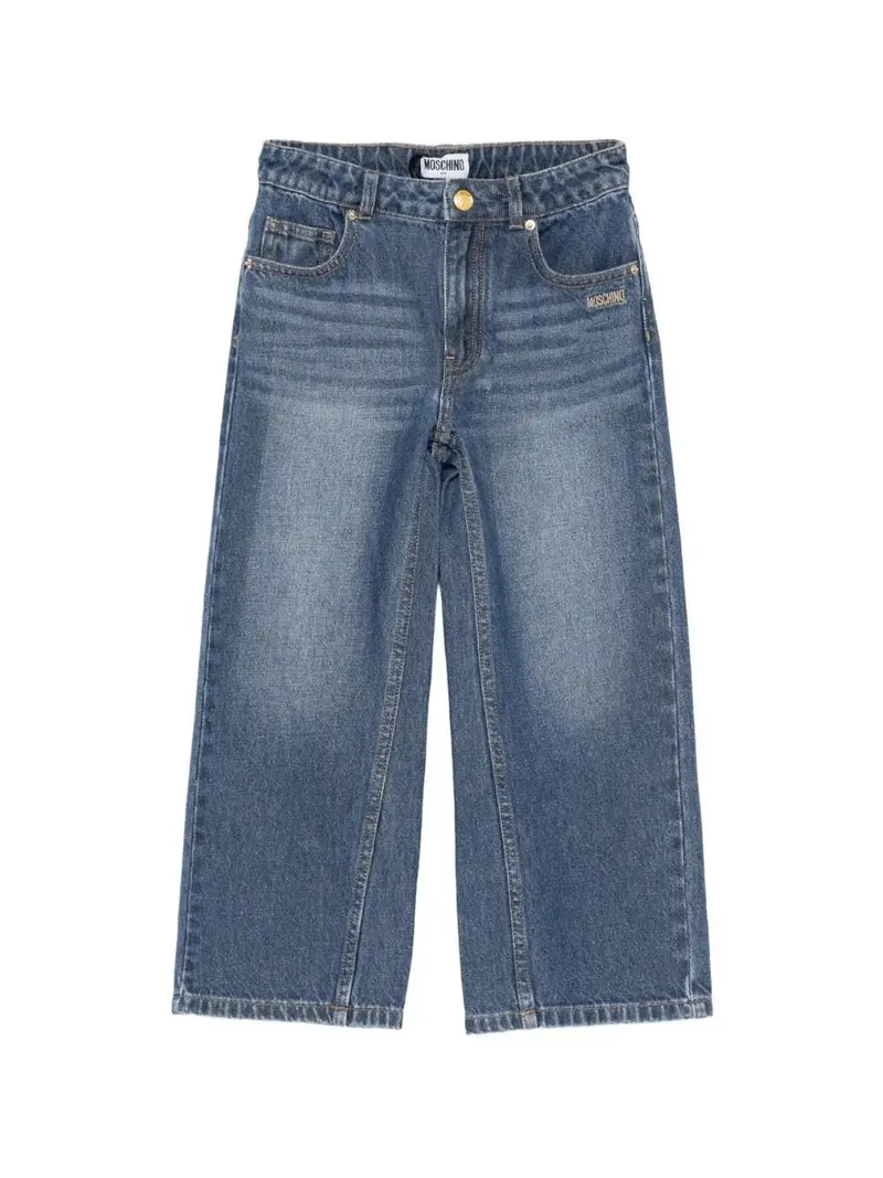 Jeans denim con logo ricamato sul davanti