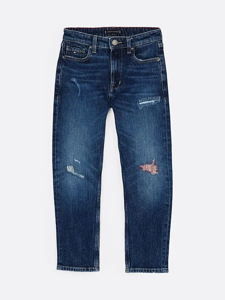 Jeans distressed straight fit stile skater