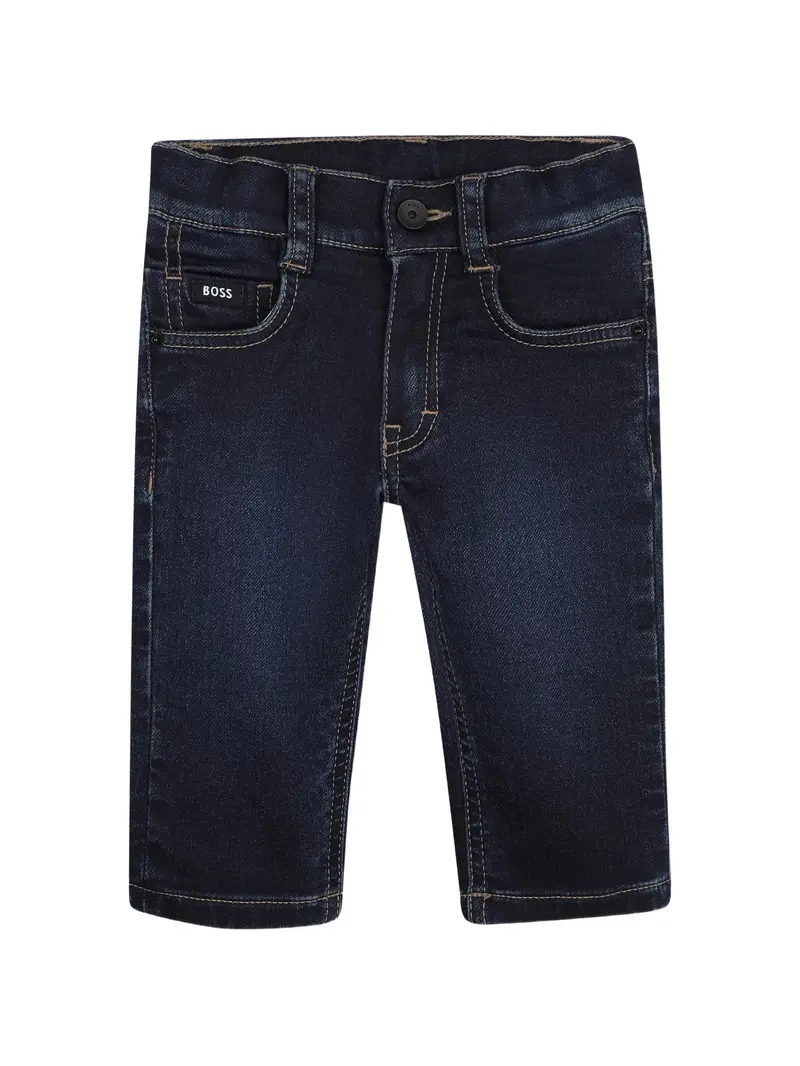 Jeans per neonato blu con impunture a contrasto