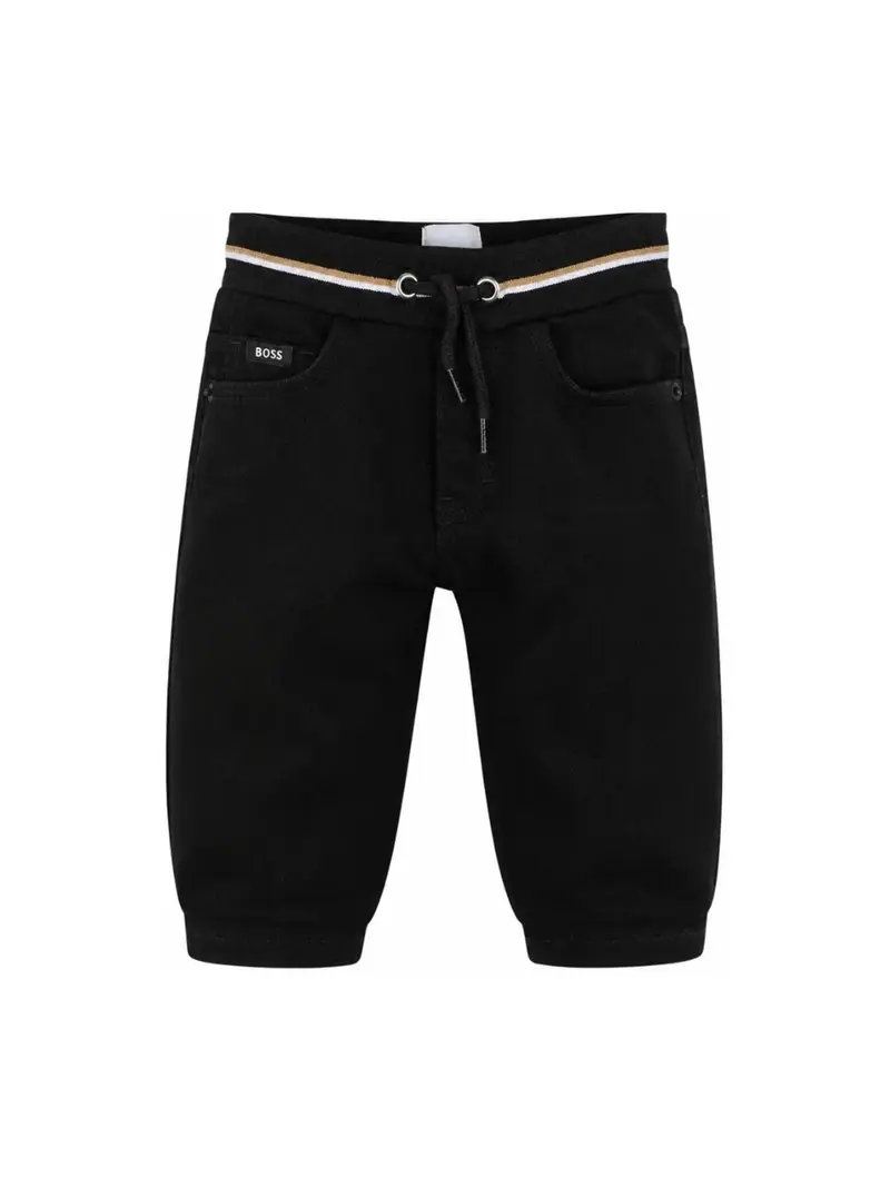 Jeans per neonato neri con vita con coulisse