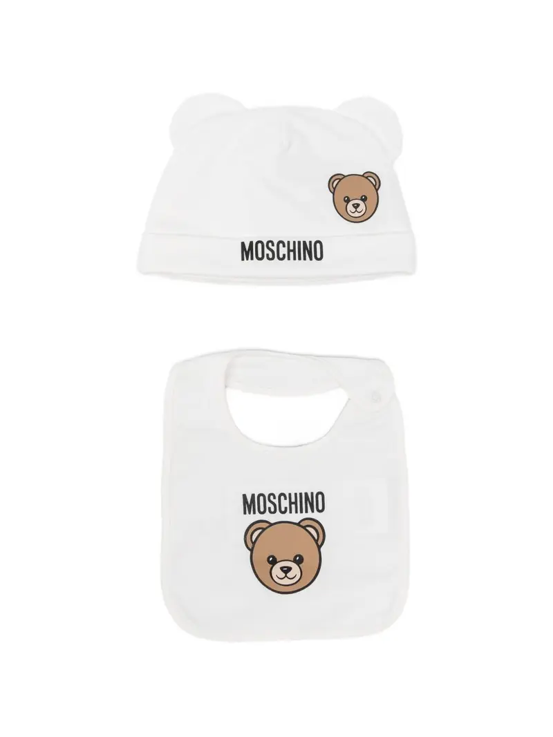 Kit cappello/bavetta bianco per neonato