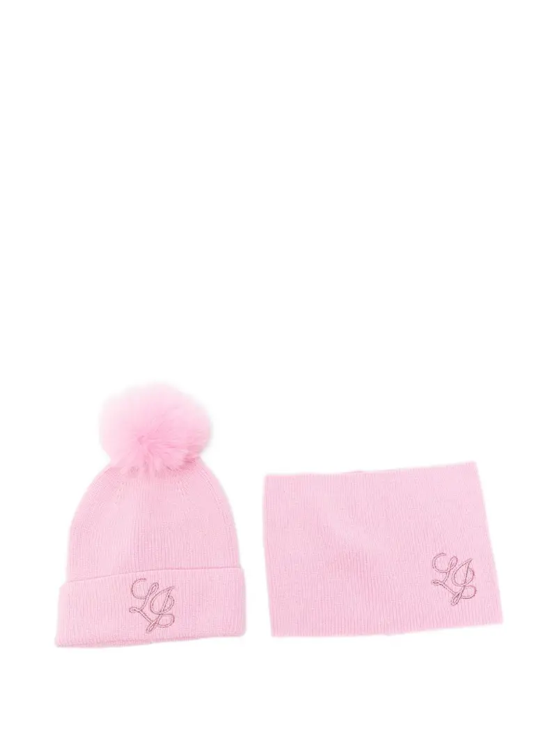 Kit cappello/collo rosa per bambina
