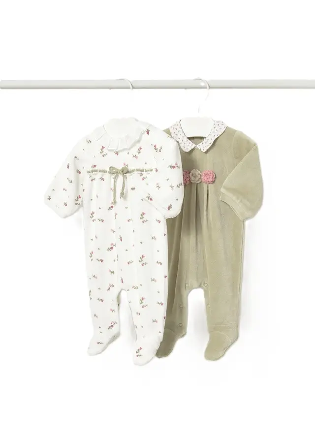 Kit tutina ecrù/verde per neoanta