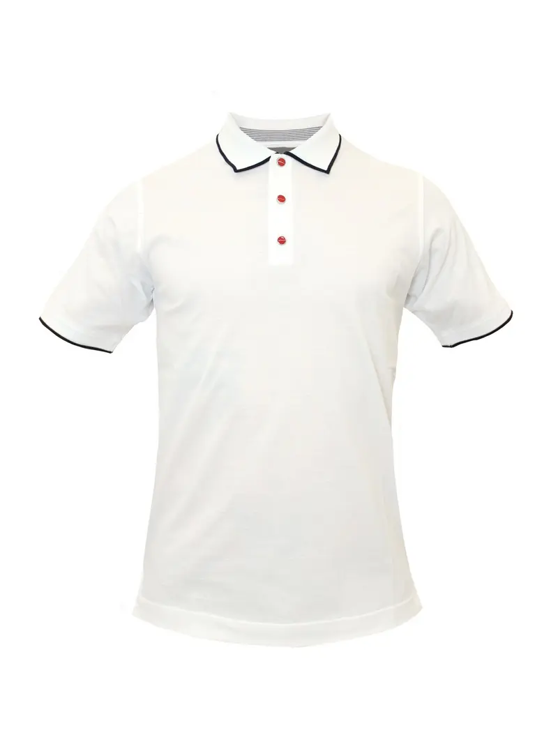 KITON Polo Uomo  UMK1369A0011002 WHITE/BLUE Bianco