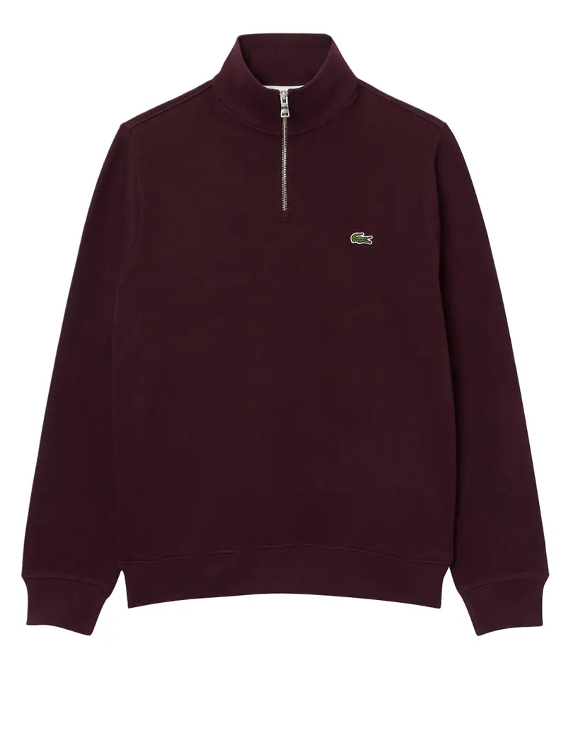 Lacoste Felpa Interlock A Collo Alto Con Zip - Bordeaux