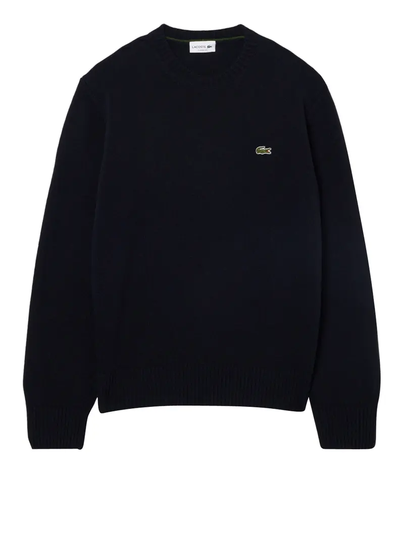 Lacoste Maglione A Girocollo In Lana Cardata - Navy