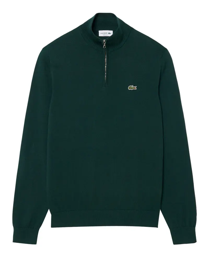 Lacoste Maglione Collo Alto Logo Frontale Verde