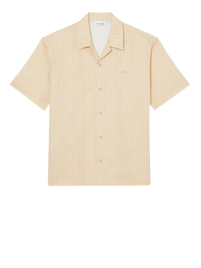 Lascoste Camicia In Twill Stampata Relaxed Fit - Beige