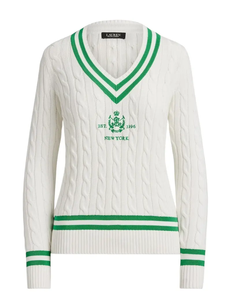 LAUREN RALPH LAUREN Maglia Donna MEREN-LONG SLEEVE-PULLOVER 200P07026 001 WHITE/STEM