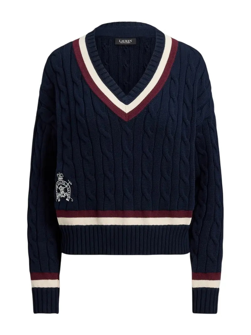 LAUREN RALPH LAUREN Maglia Donna TEDURPH-LONG SLEEVE-PULLOVER 200P03474 001 LAUREN NAVY/CREAM/DARK GARNET