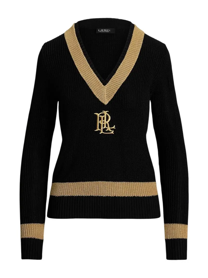 LAUREN RALPH LAUREN Maglione Donna MEREN-LONG SLEEVE-PULLOVER 200979666 001 BLACK/RELIC GOLD METALLIC