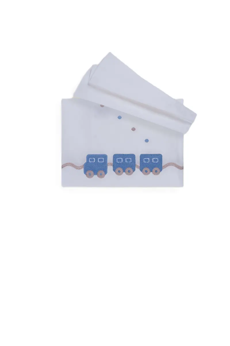 Lenzuola vaniglia/cielo per neonato
