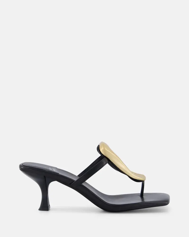 Linq-up black satin donna con tacco