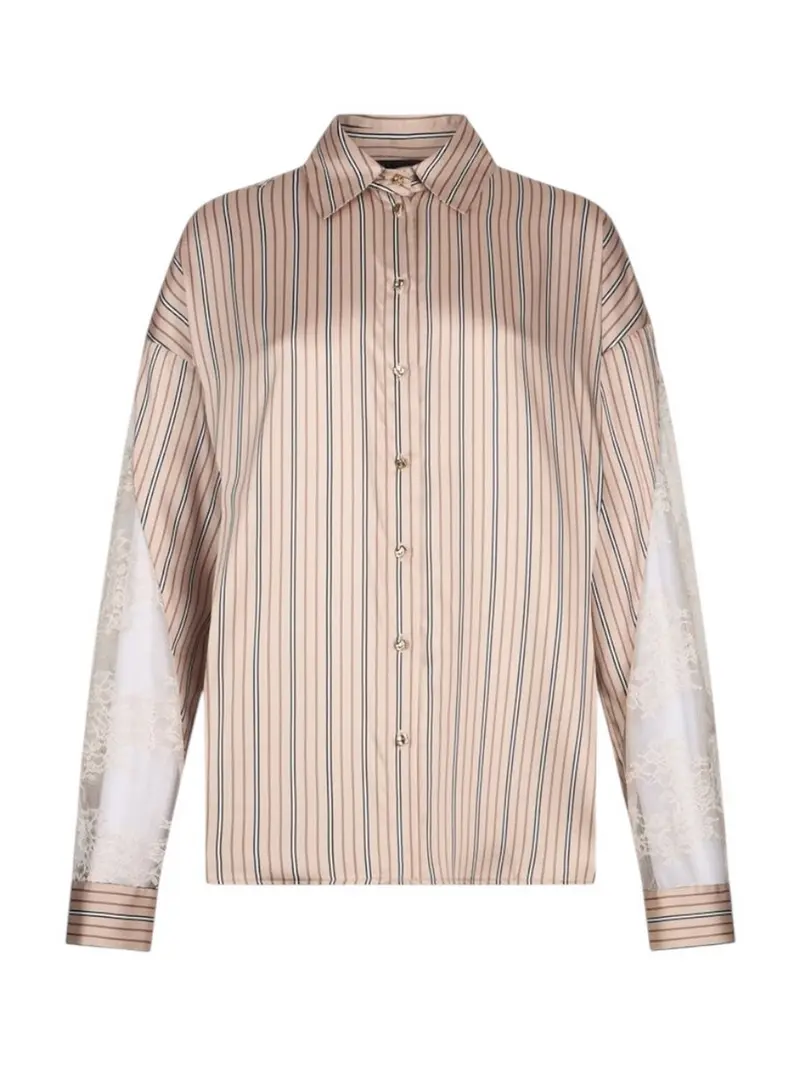 LIU JO BLACK Camicia Donna CA6119TS555 P9577 Marrone mix stripe