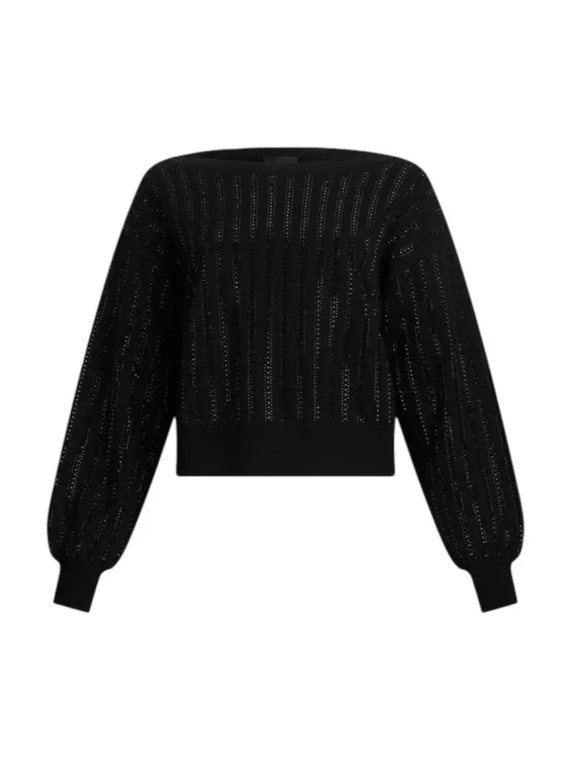LIU JO BLACK Maglione Donna CF5271MA96E M9798 Nero/rows strass