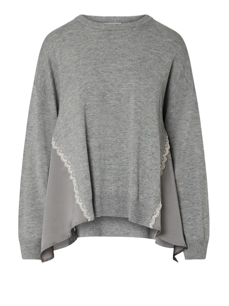 Liu Jo Maglia Con Inserti In Raso Grigio